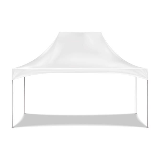 istock Blank white canopy tent realistic vector mock-up. Camping gazebo mockup. Outdoor summer event portable instant shelter template 1496359768