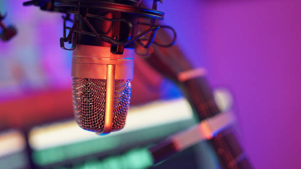 istock Guitar and Condenser Microphone in Audio Recording Studio Environment 1496361682