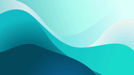 Blue azure abstract background presentation template with wave lines