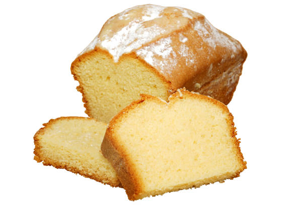 Pound cake. Sliced sweet pound cake without background. Sweet cake.