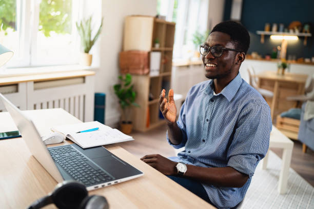 istock African-American man having an online job interview 1496368577