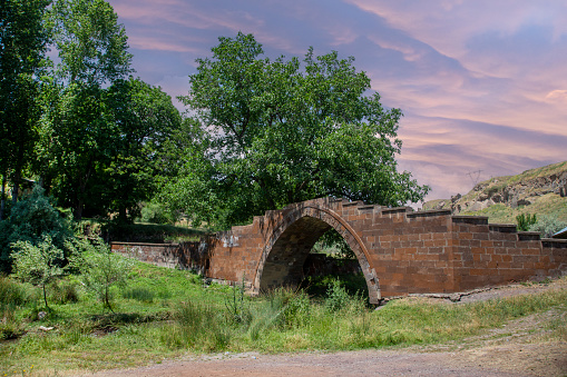 Historic bridge built by the Seljuks Turks, known also as Bayindir Bridge in Ahlat, the province of Bitlis, Turkey