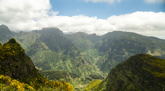 Beautiful scenery of green mountains in Madeira