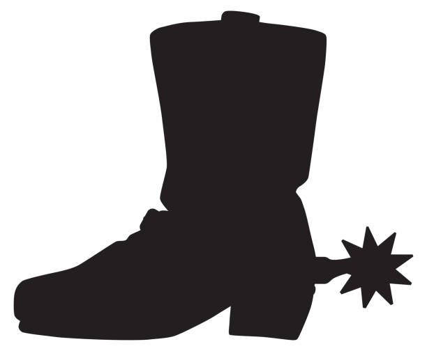 Cowboy Boot with Spur in Silhouette vector art illustration