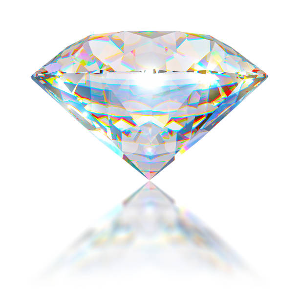 istock Rich dimond on white background isolated object. Realistic shining white diamond jewel. 3d illustration 1496374137
