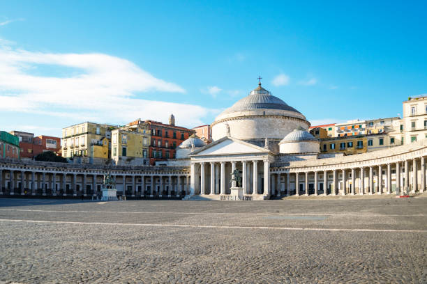 Piazza del Plebiscito, named after the plebiscite taken in 1860, that brought Naples into the unified Kingdom of Italy. Piazza del Plebiscito, named after the plebiscite taken on October 21, 1860, that brought Naples into the unified Kingdom of Italy. piazza plebiscito stock pictures, royalty-free photos & images