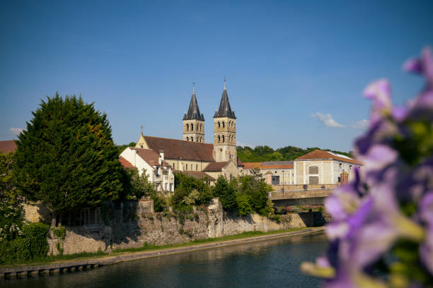 view of the Collegiale Notre Dame church of the city of Melun view of the Collegiale Notre Dame church of the city of Melun in Seine et Marne in France dole stock pictures, royalty-free photos & images