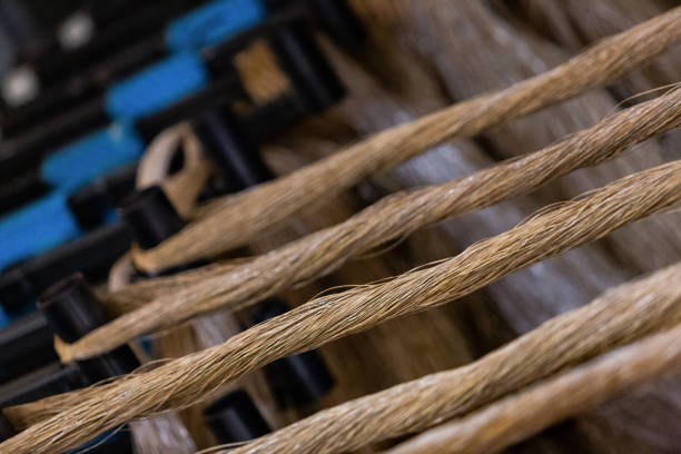 istock Manufacture of skeins of polyester threads 1496383178