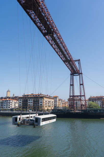 The Bizkaia suspension transporter bridge (Puente de Vizcaya) in Portugalete, Spain. The Bridge crossing the Nervion River stock photo