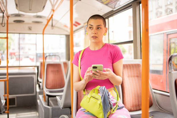 istock Young woman on public transportation 1496392580