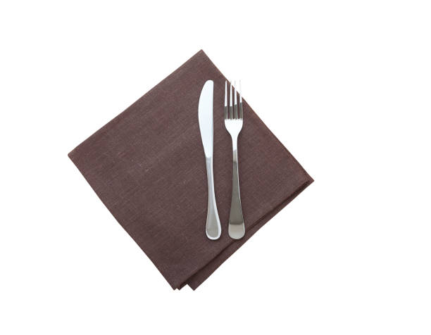 istock Linen napkin top view isolated on white 1496393735