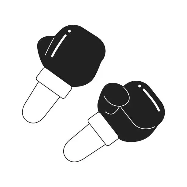 Vector illustration of Boxer boxing gloves monochromatic flat vector first view hands