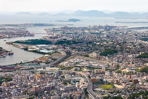Cityscape of Kitakyushu seen from Mt. Sarakura