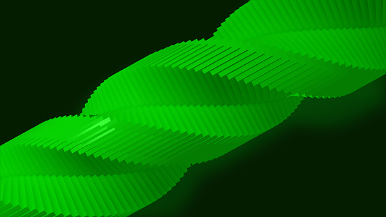 Green spiral twisted color form. computer-generated illustration of an abstract geometric shape. Geometric 3D illustration