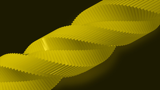 3d render, Yellow spiral twisted color form. computer-generated illustration of an abstract geometric shape. Geometric 3D illustration