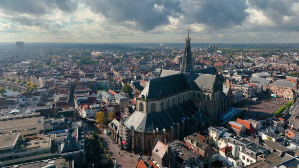 istock Aerial view on a small town. Haarlem, Netherlands. 1496401957