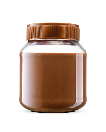 Sweet hazelnut chocolate spread isolated on white background with clipping path.