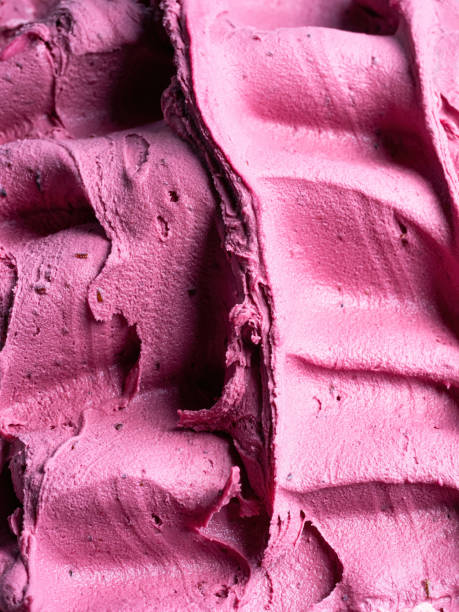 Frozen Black Elderberry flavour gelato - full frame detail. Close up of Ice cream. stock photo