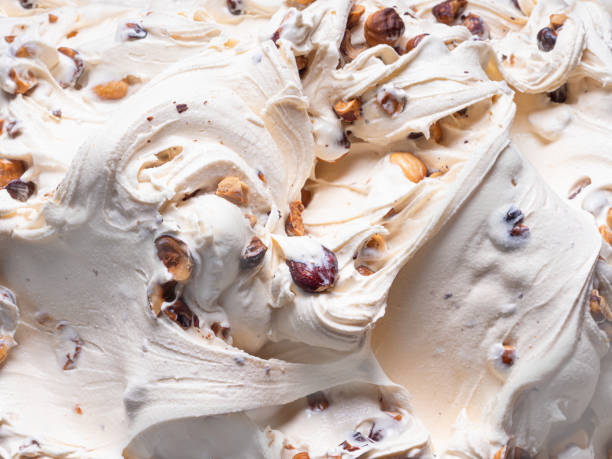istock Hazelnut flavour gelato - full frame detail. Close up. 1496409097