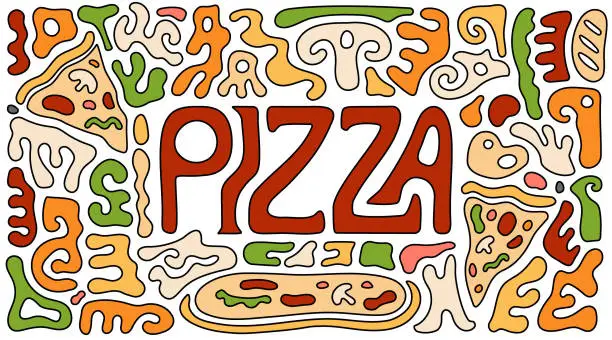 Vector illustration of Pizza Doodle Set