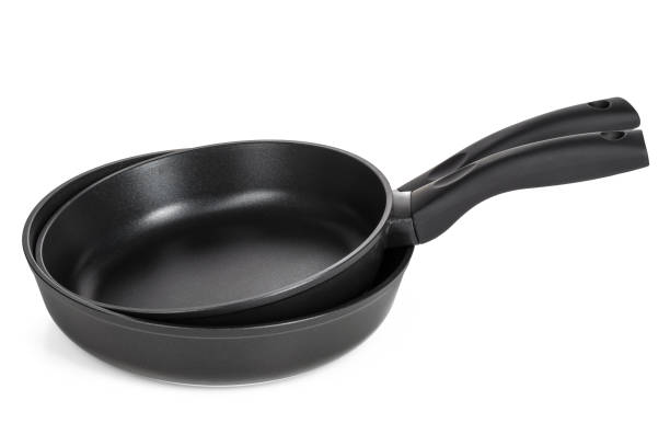 istock Black frying pan isolated on white background 1496411281