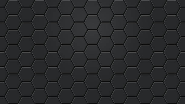 ilustraciones, imágenes clip art, dibujos animados e iconos de stock de fondo de patrón de azulejos hexagonales negros: papel tapiz sin costuras para su diseño y presentación - hexagon tile pattern black