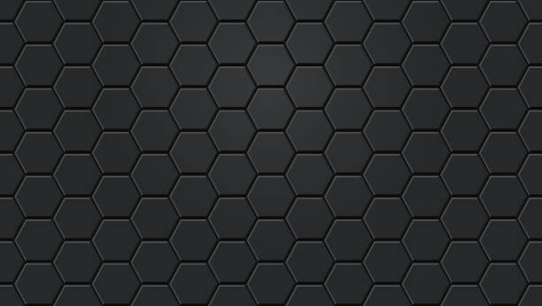 Black hexagon tile pattern background - seamless wallpaper for your design and presentation vector art illustration