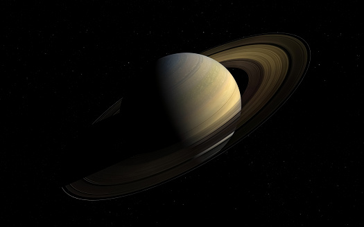 Saturn - gas giant planet. Saturn is the sixth planet from the Sun. Solar system element. Elements of this image furnished by NASA. ______ Url(s): https://www.nasa.gov/feature/jpl/at-saturn-one-of-these-rings-is-not-like-the-others