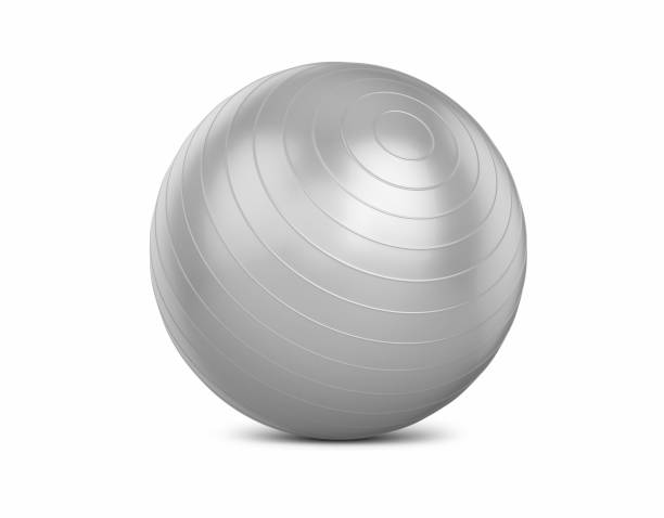 pilates ball gray object + shadow clipping path - yoga ball foto e immagini stock
