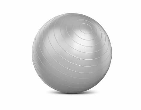 3d Render Pilates Ball Gray Object + Shadow Clipping Path, Can be used for healthy life, sports, yoga, medical concepts.