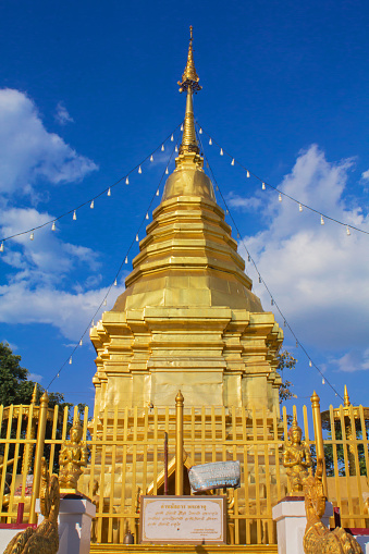 Pagoda Wat Phra That Doi Kham in	
temple at Chiang Mai Thailand, Buddha religious Sites.