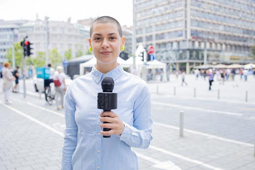 TV reporter on a live report
