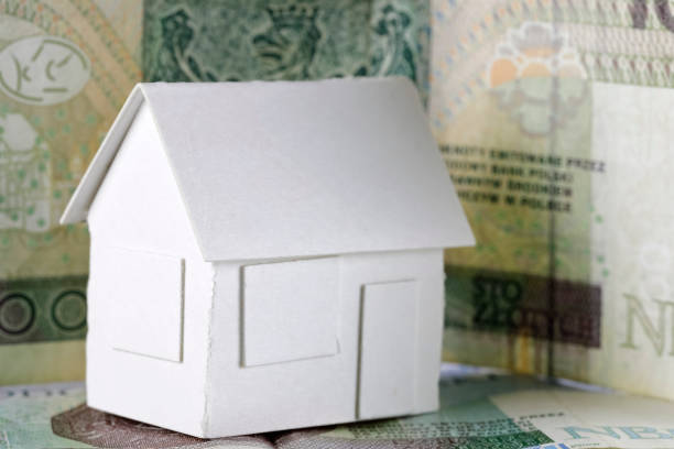 istock Detached house model and Polish paper money 1496426097