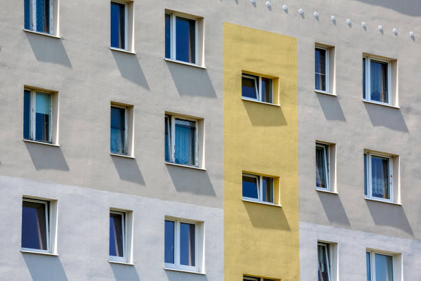 istock Multi-storey apartment building, its facade detail 1496426295