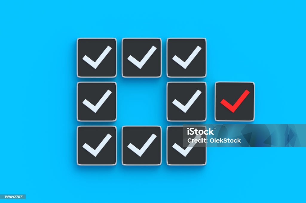 Failure To Complete Task Failed Task Red Check Mark On Button Incorrect Choice Concept Wrong ...