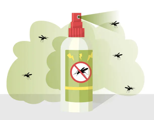 Vector illustration of Spray in mosquitoes concept