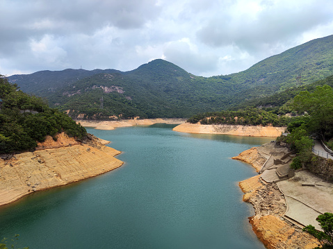 Green water at Tai Tam reservoir,  located in the Tai Tam Country Park in the eastern part of Hong Kong Island.