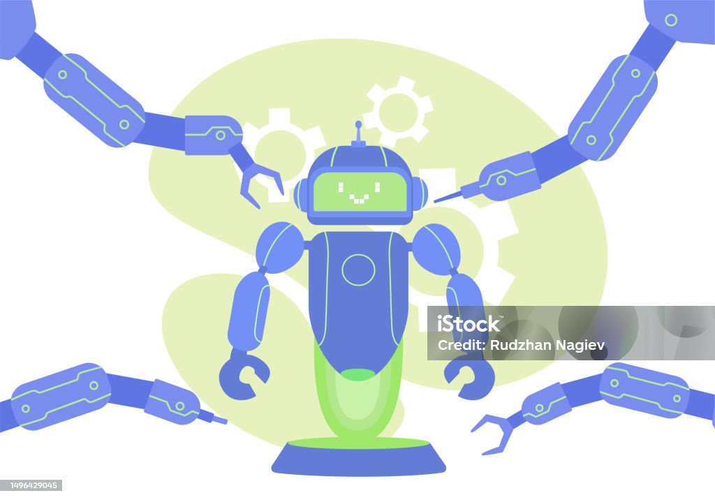 Robots Creating Stuff Robots Create Robot Concept Stock Illustration - Download Image Now ...