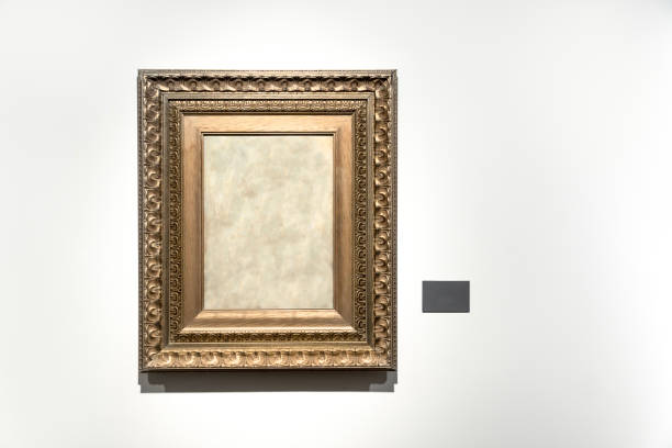 istock Picture frame with oil paint brushstrokes on canvas. 1496435559
