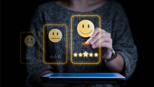 istock Customer review satisfaction feedback survey concept. User give rating to service excellent experience on application online, Client evaluate quality of service reputation ranking of business. 1496435593