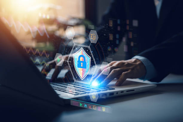 istock Internet security. Fingerprint scanning unlocks and access to. Username and password. User use laptop login with biometric identification, encryption for technology cyber and networking system 1496437008