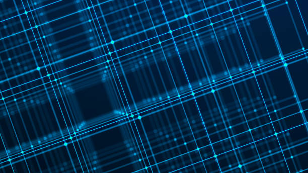 istock Digital binary data tunnel. Abstract connection of dots and lines on dark background. Concept of network. 3D 1496441111