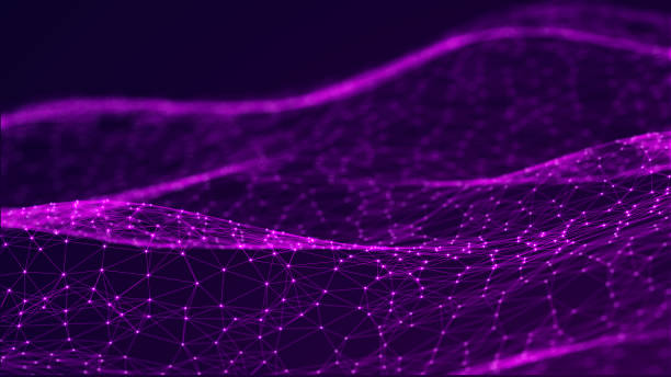 istock Beautiful curved wave on a dark background. Digital technology background. Concept of network. 3D 1496443429