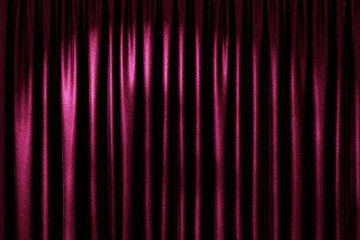 Abstract 3D closed luxury Magenta silky stage curtains.Abstract Magenta fabric texture background. Luxury glossy curtains background