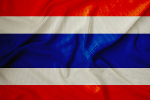 Full frame close-up on a waving Russian flag in 3D rendering.