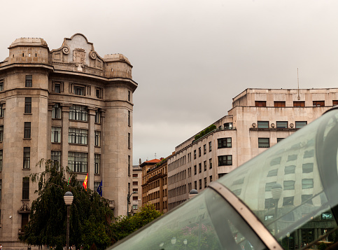 The building Agencia Estatal de Administración Tributaria in Bilbao. View from the square Plaza de Federico Moyúa