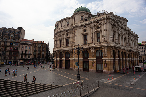 Bilbao, Spain - August 03, 2022: Arriaga Theater or Arriaga teatro or antzokia is an opera house building in Bilbao, Basque Country in northern Spain