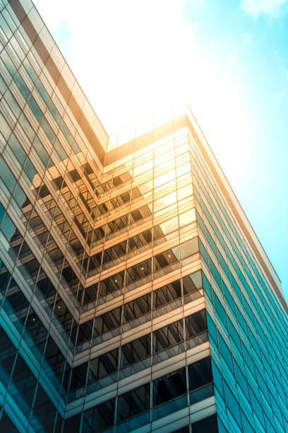 istock Office skyscraper Reflection in the sunlight, Canary Wharf, London 1496472774