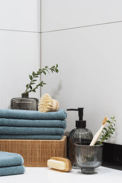 istock bath accessories and cosmetics products on table in bathroom 1496478111