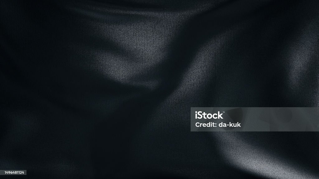 Black luxury silk textile material background Textured Stock Photo
